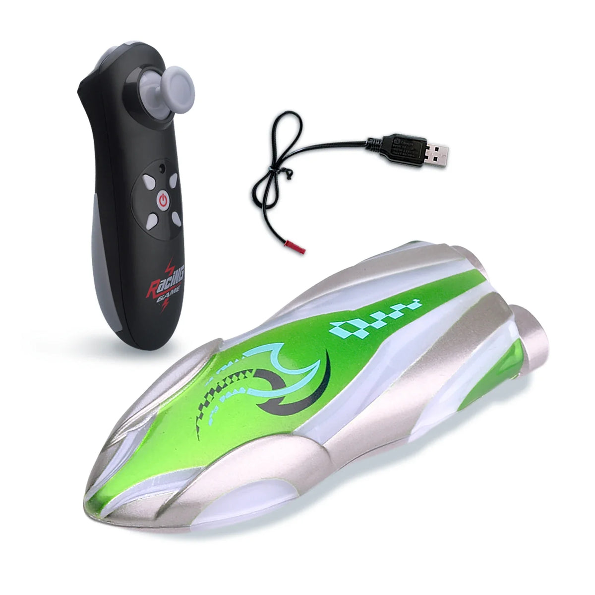 Mini RC Boat Stunt 360 Degree Palm Sized Ship &ndash; LED Light green