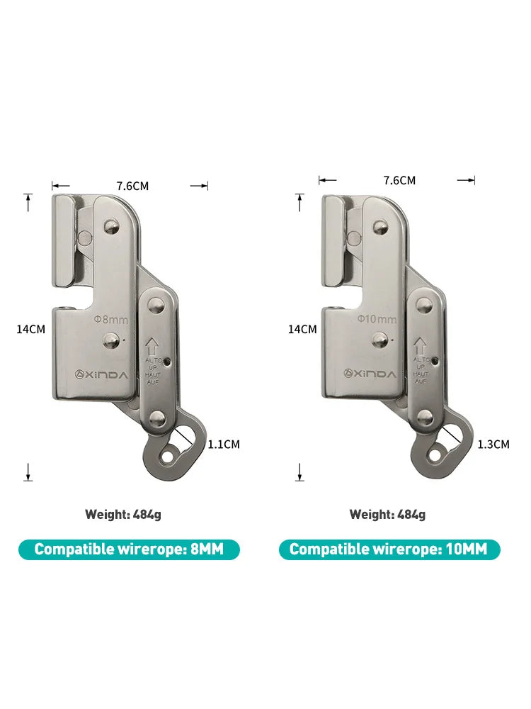 Xinda 8mm 10mm Steel Cable Fall Arrester &ndash; Rope Grab System