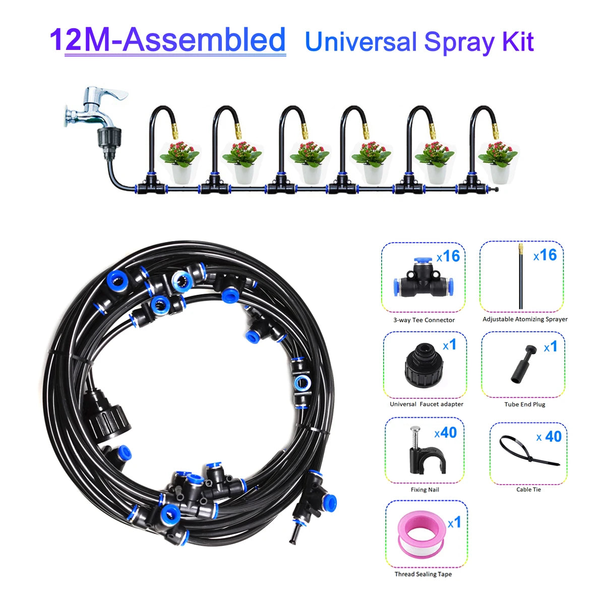 Spray Kit With Copper Nozzles &ndash; 20cm Nozzle Length Assembled12m