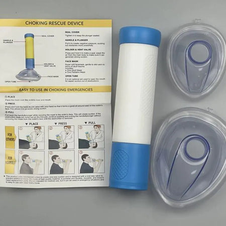 Choking Emergency First Aid Face Mask &ndash; Strong Suction BlueWhite  3 in 1