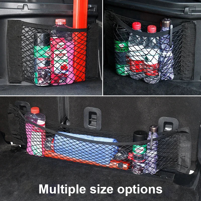 Car Trunk Storage Net With Elastic Mesh, Durable Velcro Bag