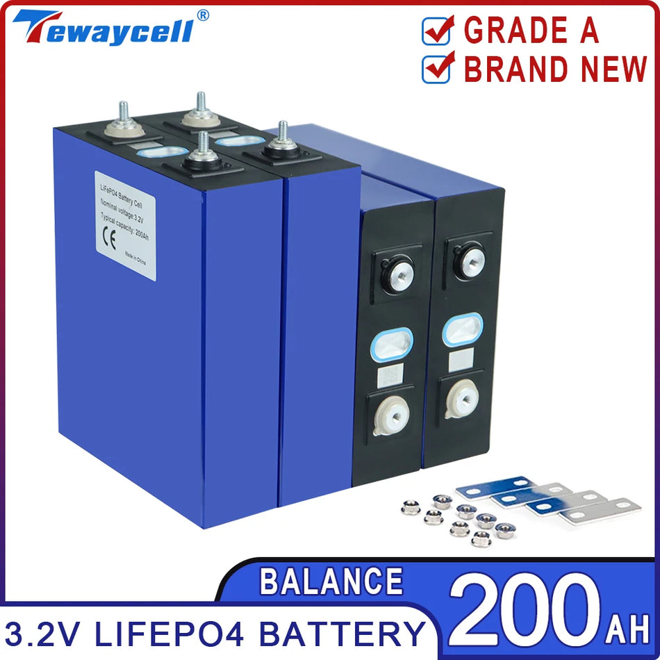 200Ah LiFePO4 Pil Paketi 3.2V Prizmatik Hücrelerle 12V 24V 48V DIY PV Güneş Enerjisi, Şarj Edilebilir