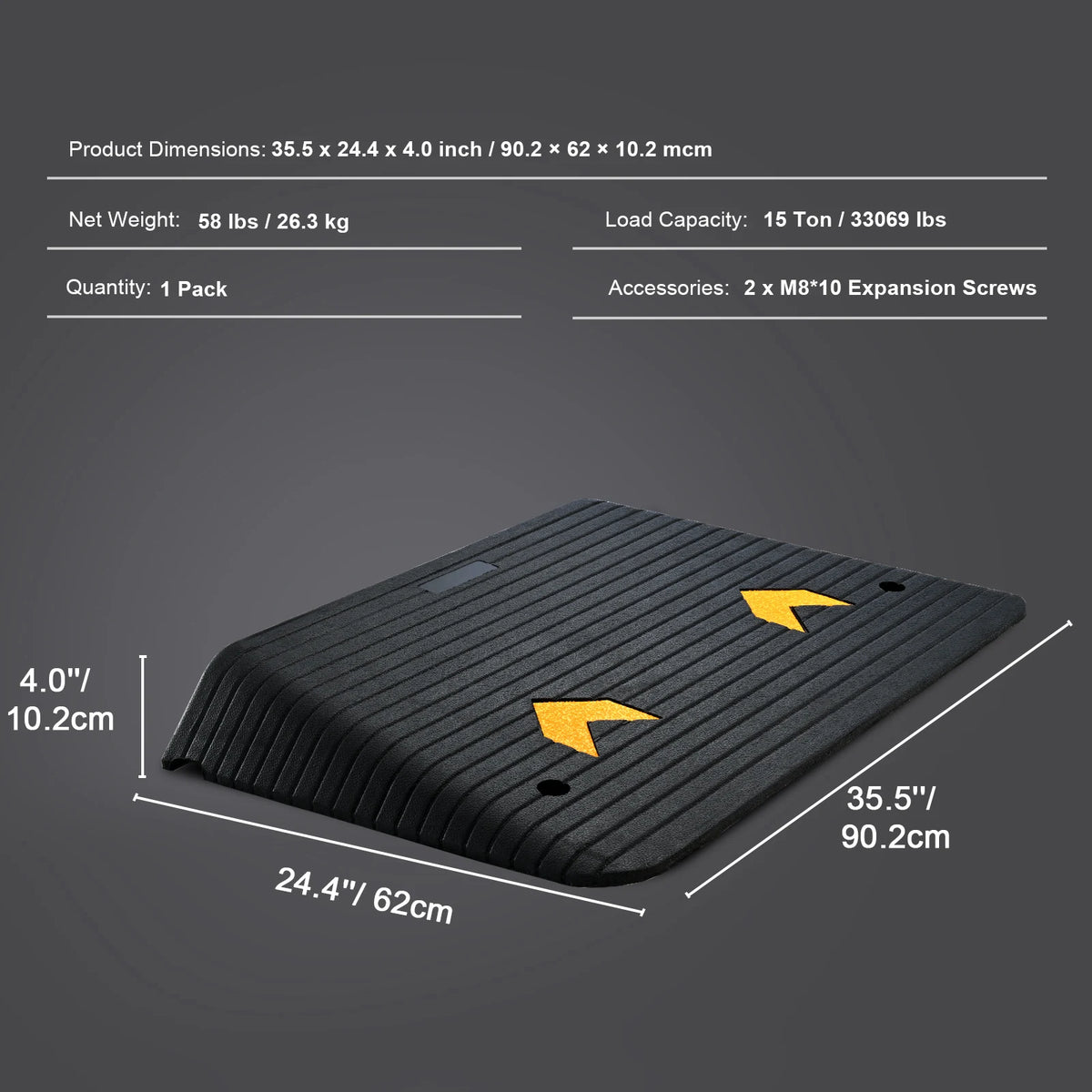 SucceBuy Driveway Curb Ramps &ndash; Non Slip Rubber Threshold 35.5x24.4x4.0inch / spain