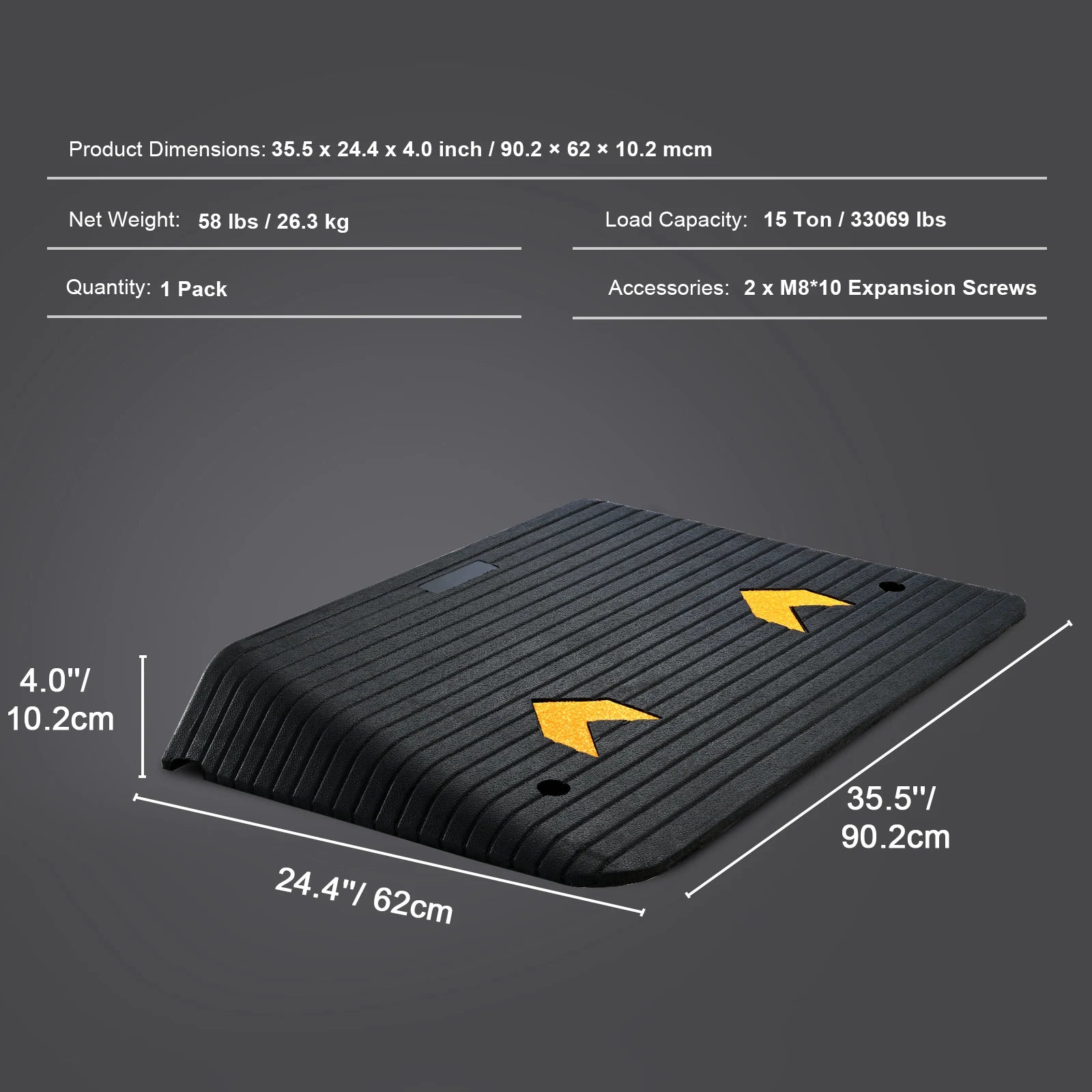 SucceBuy Driveway Curb Ramps &ndash; Non Slip Rubber Threshold 35.5x24.4x4.0inch / spain