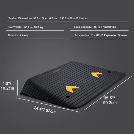 SucceBuy Driveway Curb Ramps &ndash; Non Slip Rubber Threshold 35.5x24.4x4.0inch / spain