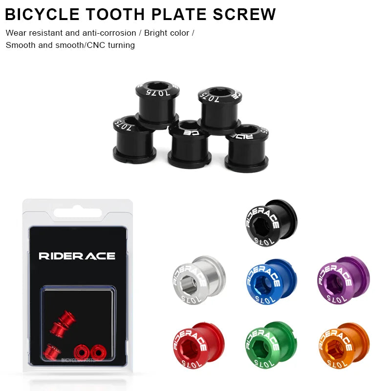 RIDERACE 5 PCS Bicycle Chainring Bolts &ndash; CNC 7075 Aluminum Ultra Durable Lightweight