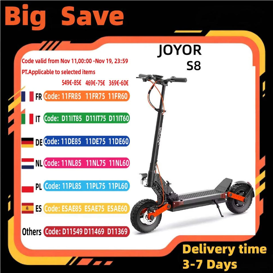 Joyor S8 Ηλεκτρικό Σκούτερ Με Κινητήρα 600W, Μπαταρία 48V 26Ah