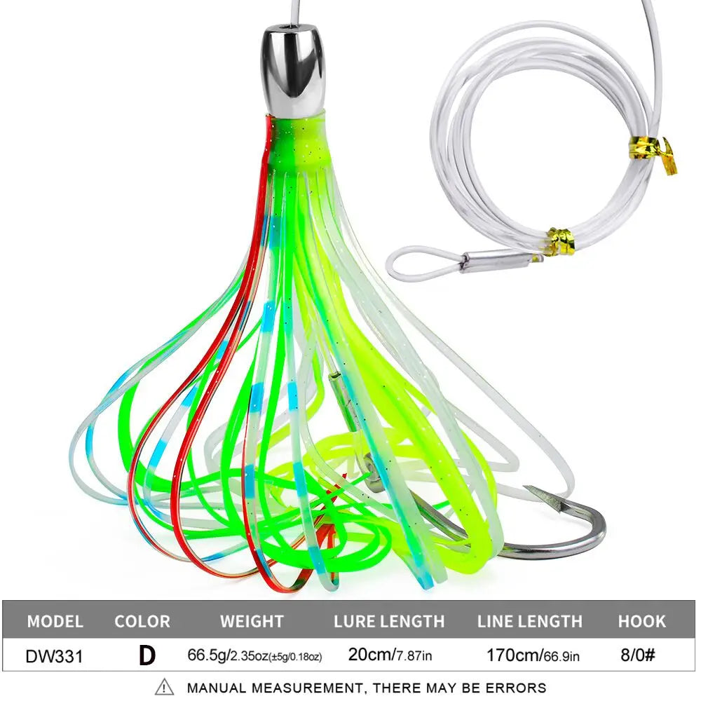20cm Seawater Fishing Lure - Zinc Alloy Head, Octopus Squid Skirt Bait for Marlin &amp; Tuna COLOR-D GR / 20cm66.5g