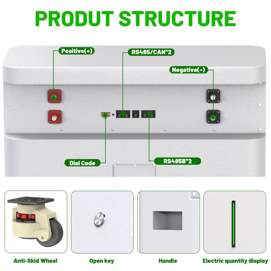 LiFePO4 baterija za solarno skladištenje 51.2V 300Ah, 15 kWh, Bluetooth 16S BMS, RV i kućni solar