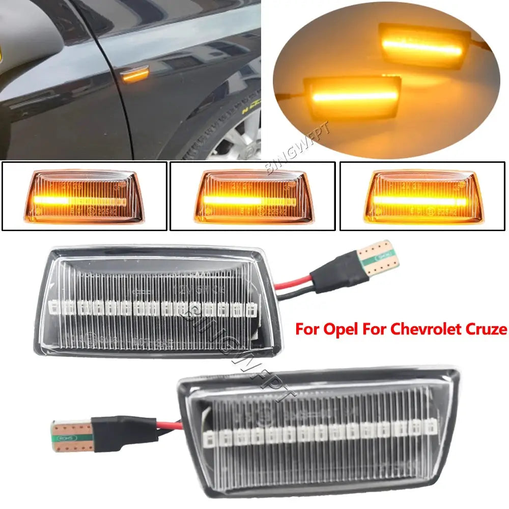 2PCS For Opel Insignia Astra H Zafira B Corsa D For Chevrolet Cruze Led Dynamic Side Marker Turn Signal Light Sequential Blinker by InterCyprus Trading Ltd