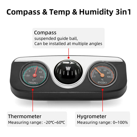 Car Compass 3 in 1 Ball &ndash; Digital Thermometer Hygrometer