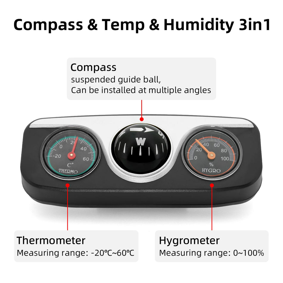 Car Compass 3 in 1 Ball &ndash; Digital Thermometer Hygrometer