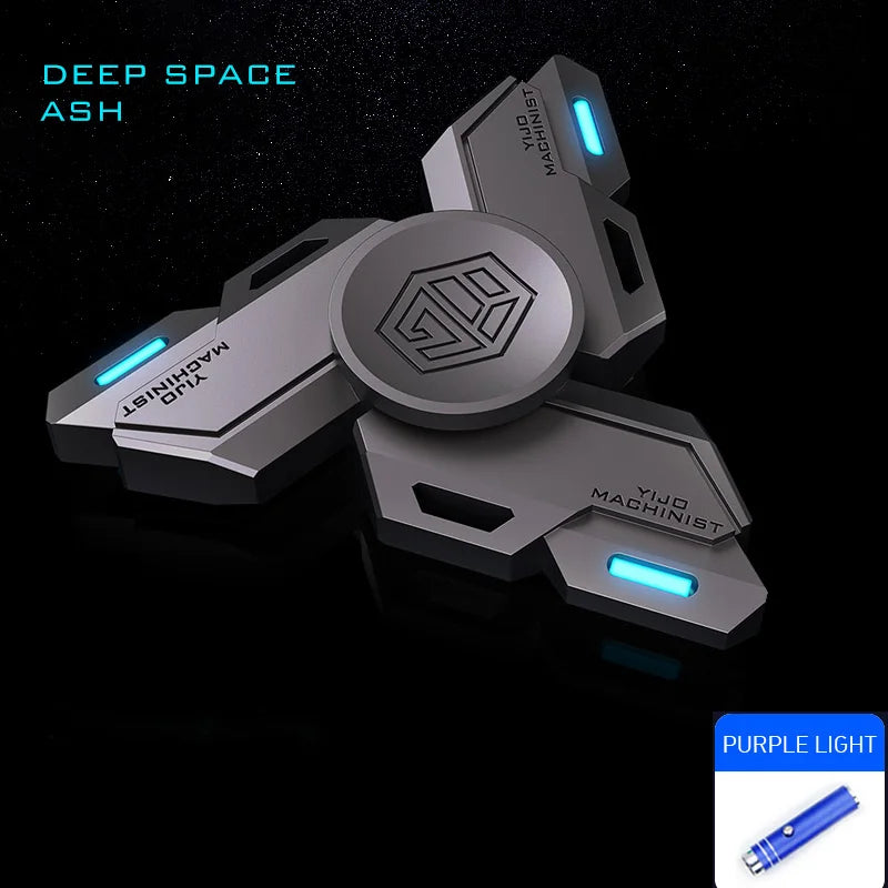 YIJOO Luminous Metal Alloy Fidget Spinner &ndash; Stress Relief Spinning Top for All Ages Grey Basic Set