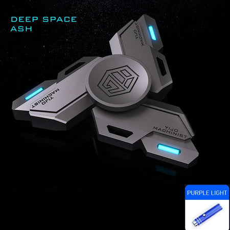 YIJOO Luminous Metal Alloy Fidget Spinner &ndash; Stress Relief Spinning Top for All Ages Grey Basic Set