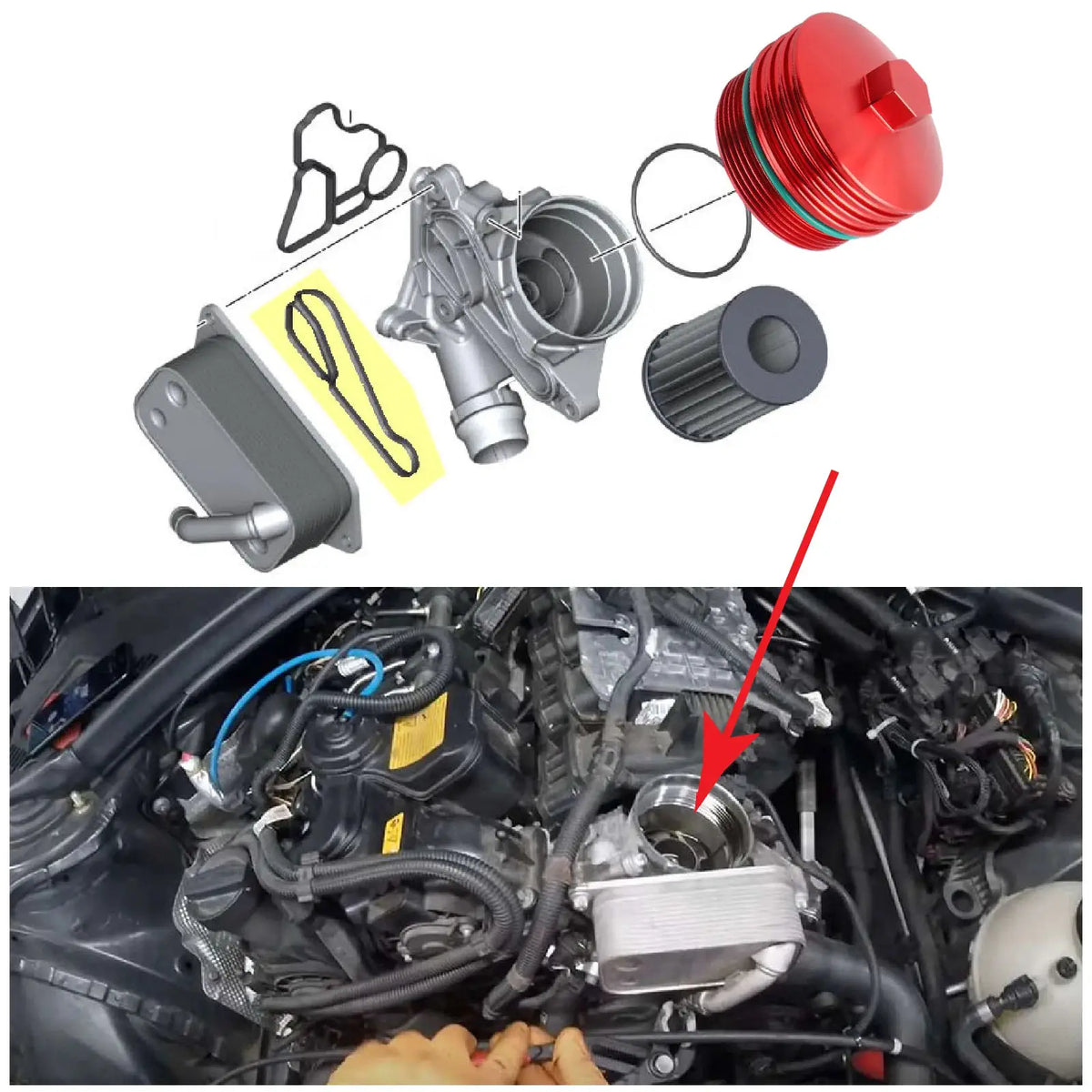 PIKBUK Aluminum BILLET OIL FILTER HOUSING FOR N20 N26 N52 N54 N55 S55 BMW 2.0L 3.0L Engines by InterCyprus Trading Ltd