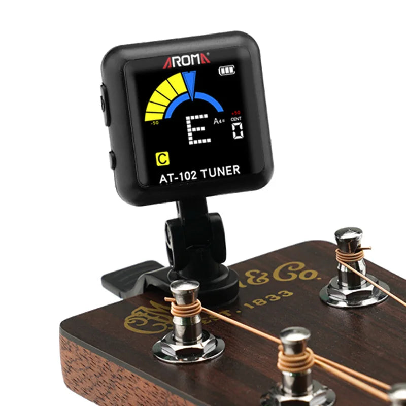 USB Rechargeable Tuner with Large LCD Display for Guitar, Bass, Ukulele, Violin