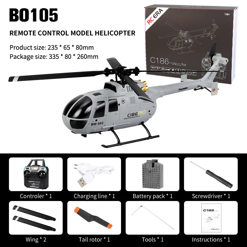 C186 RC Helicopter &ndash; 6 Axis Gyroscope Stabilization Grey