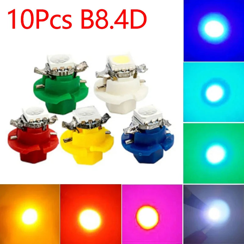 10 Pack 12V B8.4 LED Instrument Gauge Bulbs With 7 Colors