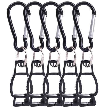 Glove Clip Hanger - Aluminium Alloy Safety Holder for Work Gloves Black - 5pcs