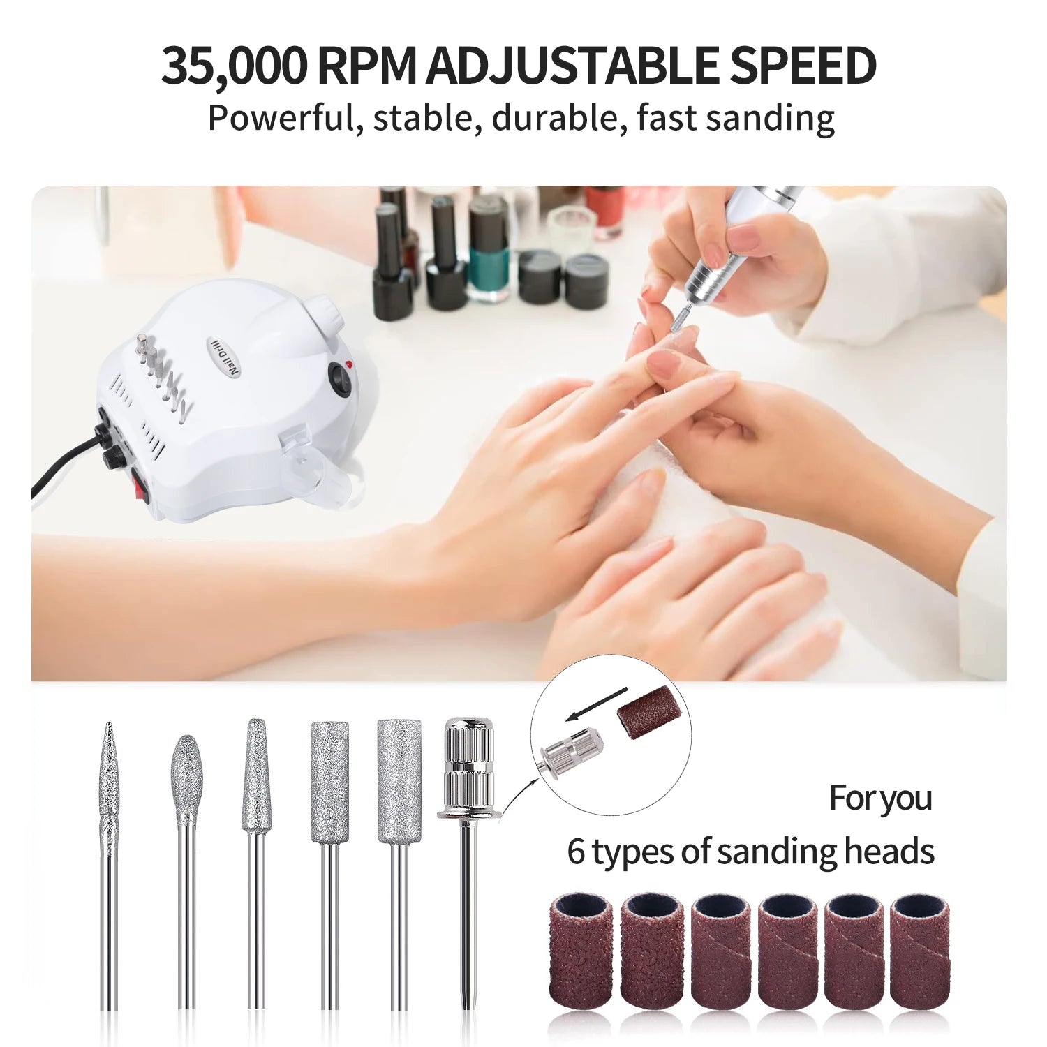 35000RPM Nail Drill Cutter Set &ndash; High Speed Polishing Tool