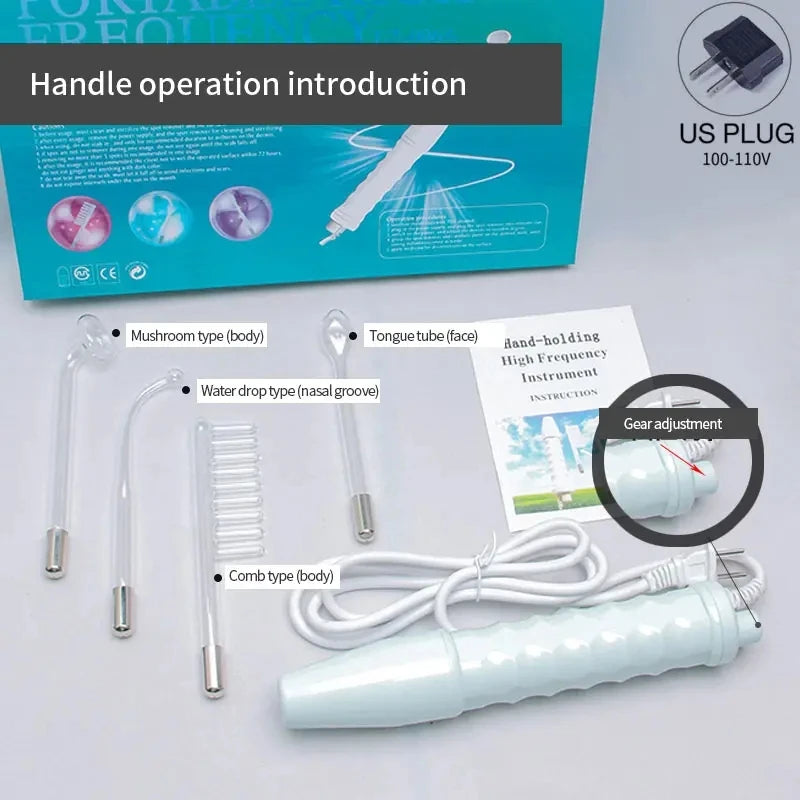 4in1 High Frequency Electrode Wand &ndash; Acne Spot Removal Box Pack US Plug