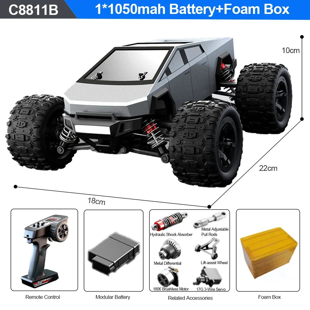 C8811 1/20 4WD RC Car &ndash; 40kmh Brushless Off Road Vehicle Silver