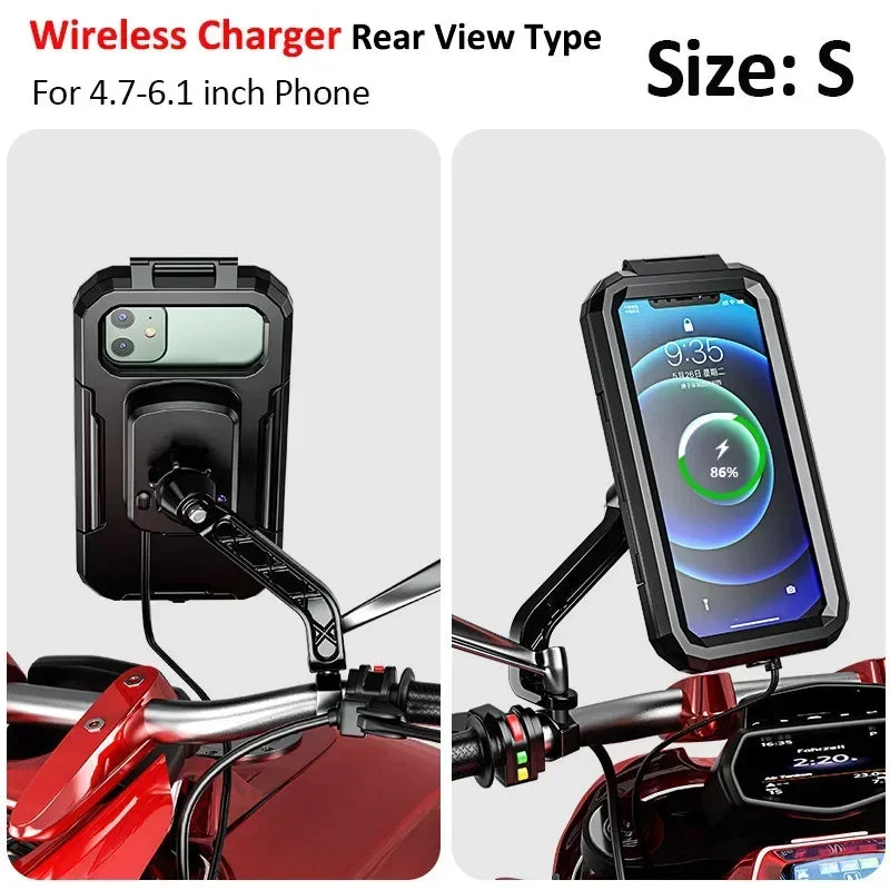 Motorcycle Wireless Charger Holder QC3.0 &ndash; Waterproof Mount S Wireless Rear View