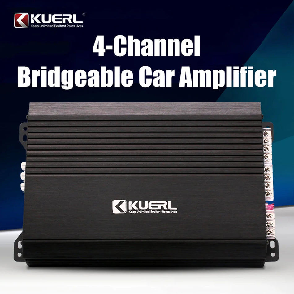 KUERL Ενισχυτής Αυτοκινήτου 4 Καναλιών, 12V Γέφυρα 4x45W, Αλουμινένιο Κράμα