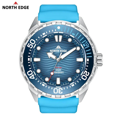 NORTH EDGE TRITON Solar Powered Luxury Diving Watch - 300M Waterproof Quartz TRITON-Blue