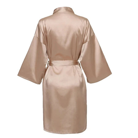 Wedding Party Team Bride Satin Kimono Robe - Plain Bridesmaid Bathrobe