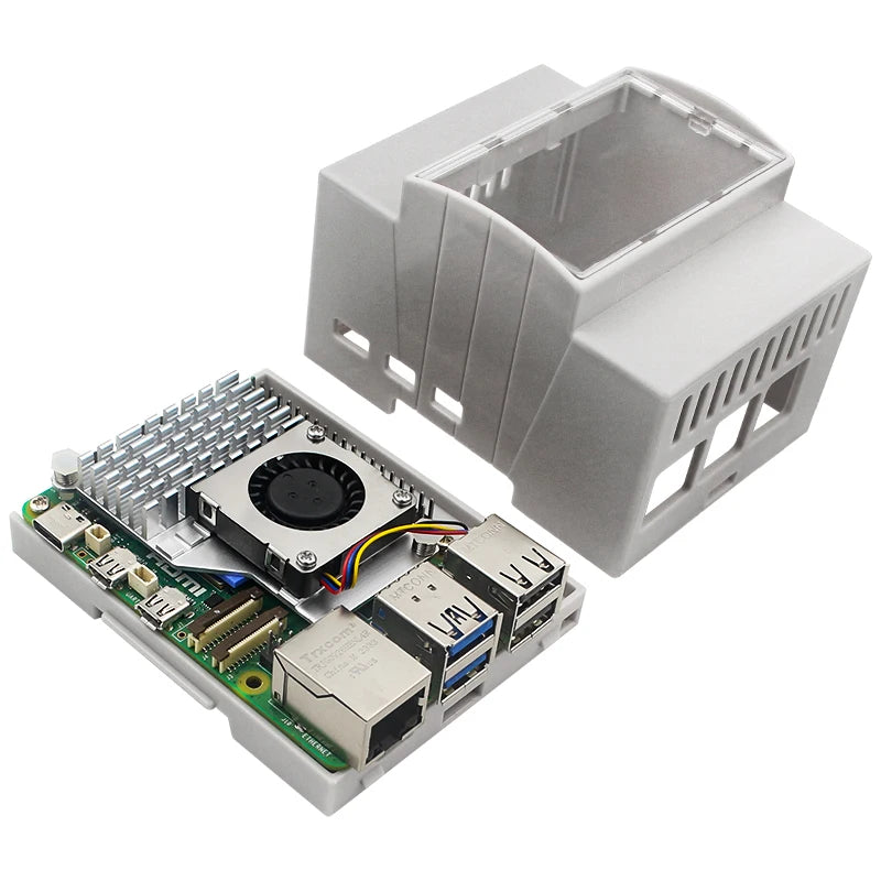 Raspberry Pi 5 DIN Rail Case &ndash; Large Inner Space with Clear Top Window