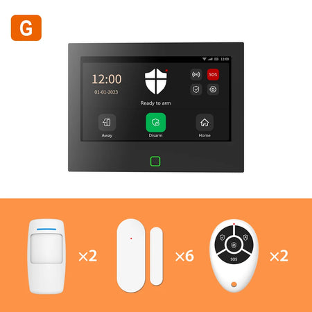 Staniot 7 Inch Home Alarm System &ndash; Ultra-Loud 115dB Siren Set-G 11Kit / EU Plug / CHINA