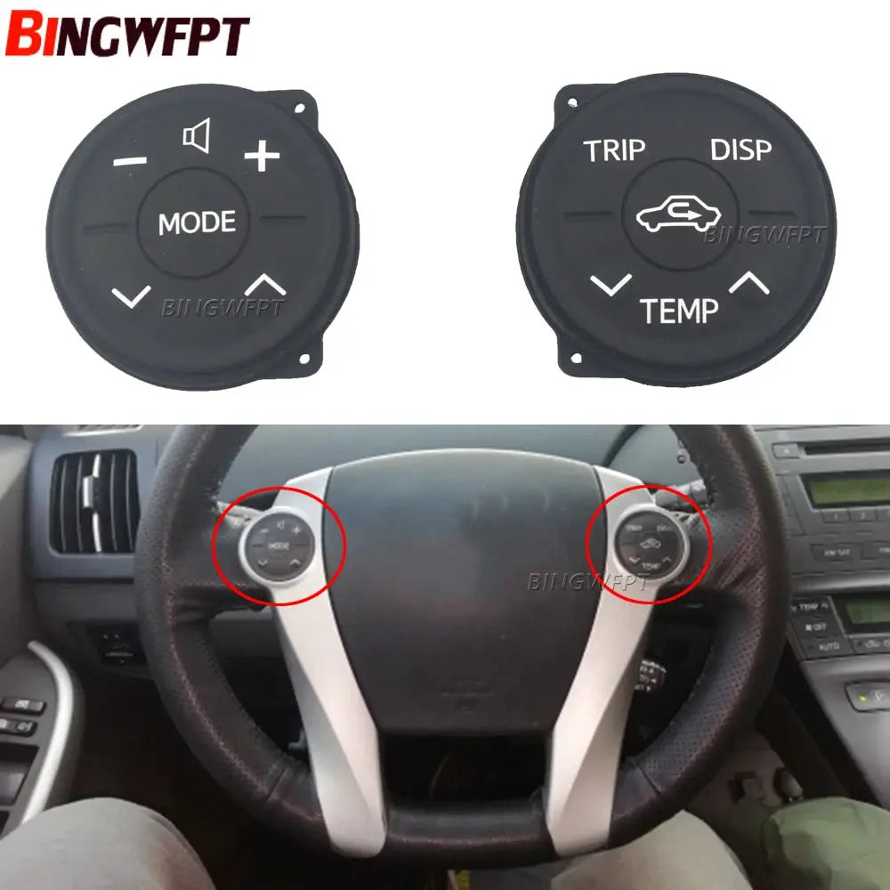 2PC Multifunction Steering Wheel Switch Control Button Panel Rubber For Toyota Prius 30 09-13 Prius Eco 10-13 ZWV30 XW30 10-12 by InterCyprus Trading Ltd