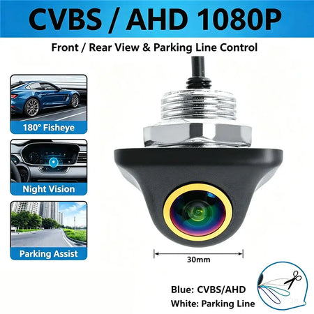 Waterproof AHD 1080P Drill Mount Car Backup Camera 180° Wide Fisheye Lens Starlight Night Vision Car Rear View Reverse Parking by InterCyprus Trading Ltd