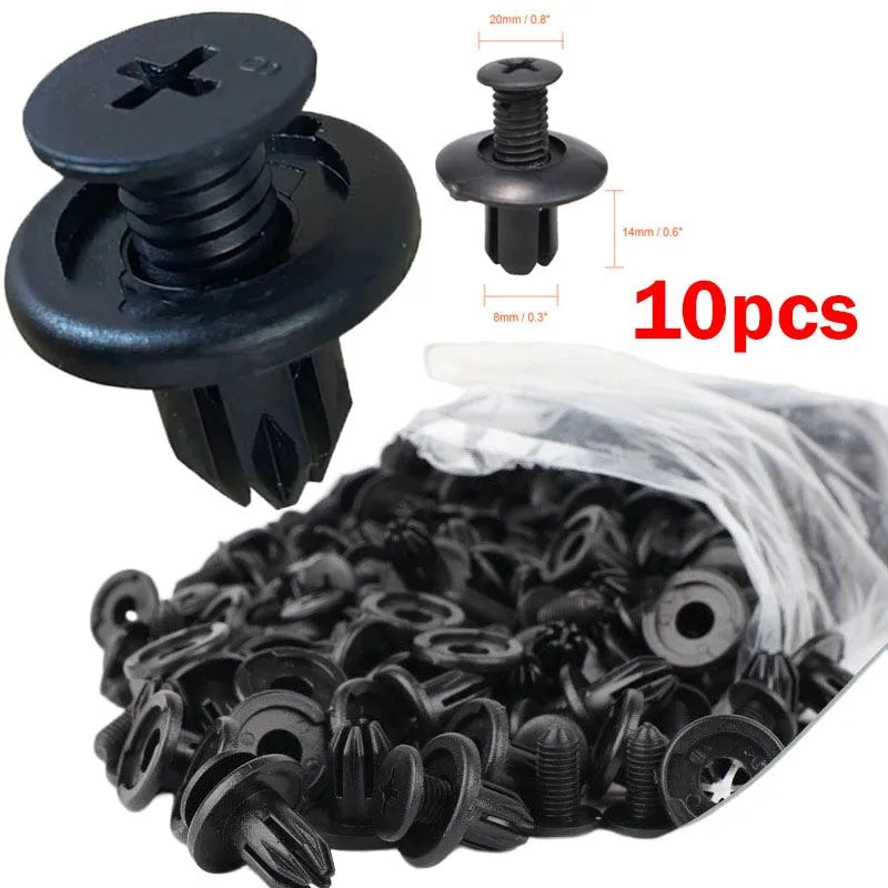 8mm Plastic Rivets Fasteners for Car Bumper &amp; Fender - Toyota, Kia, Nissan 10pcs