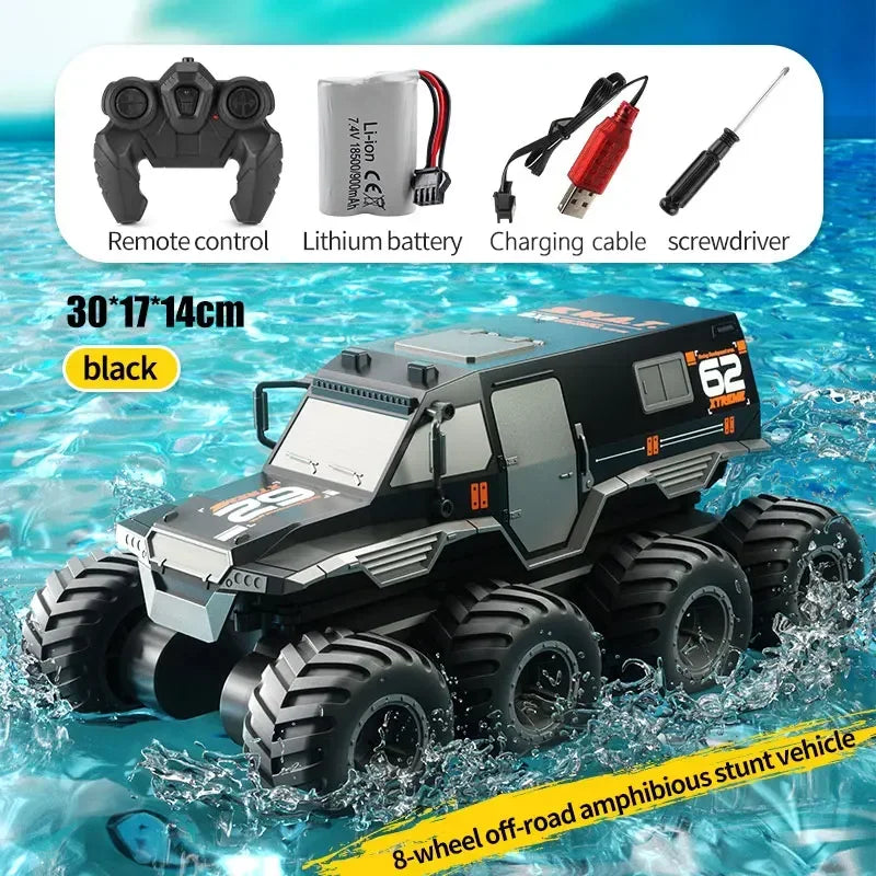JJRC Q137 8WD RC Car &ndash; Amphibious All Terrain 8WD Ready Black
