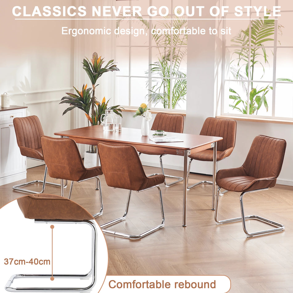 Office Dining Chairs Pair Iron Frame Synthetic Leather