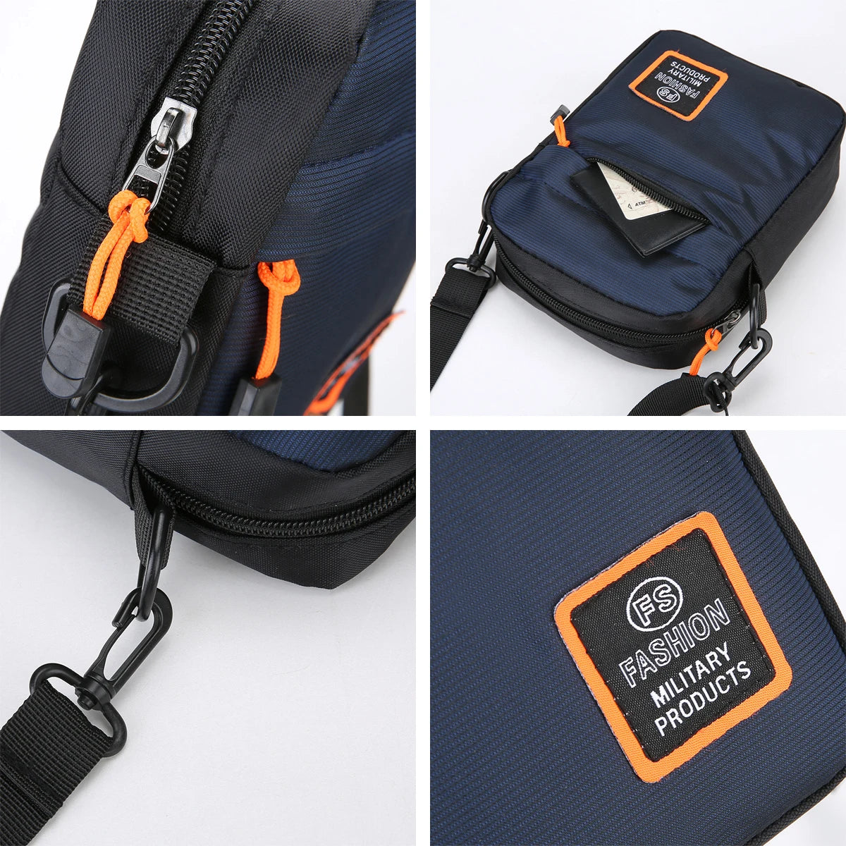 Men&rsquo;s Lightweight Nylon Crossbody Bag with Multiple Compartments and Adjustable Strap