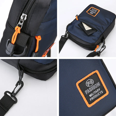 Men&rsquo;s Lightweight Nylon Crossbody Bag with Multiple Compartments and Adjustable Strap