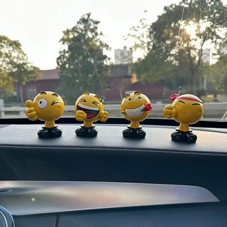 Funny Cartoon Car Bobblehead Pendants - 3PCS Resin Shaking Head Accessories for Interior D&eacute;cor