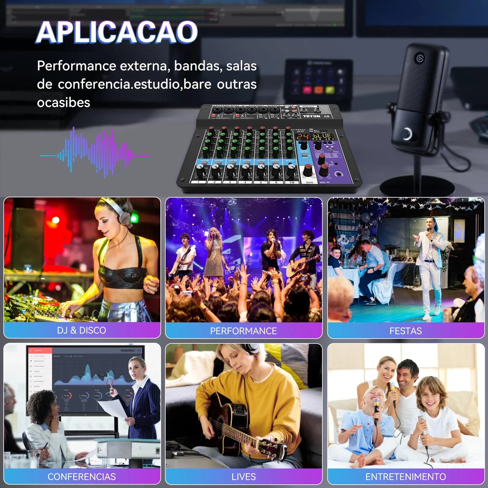 TEYUN A6 A8 A4 6/8 Channel Audio Mixer &ndash; Portable Mixer