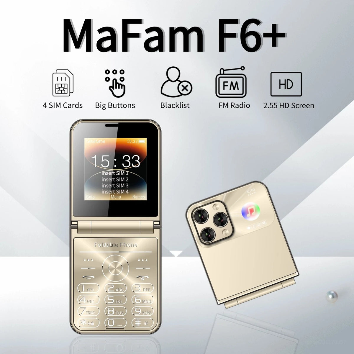 Unlocked Elderly Push Button Phone &ndash; Four SIM Slots