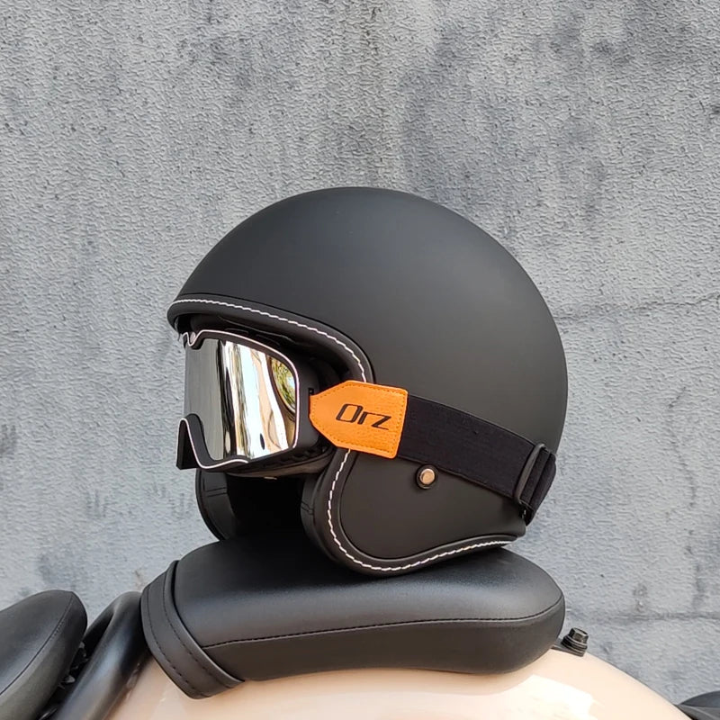 OrzChoice 2025 Retro Motorcycle Helmet - Built In Lens 8 / M