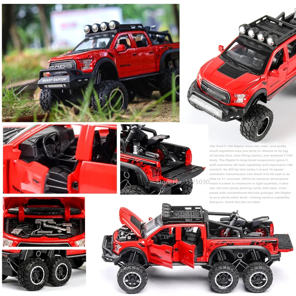 1/28 Raptor F150 &amp; G63 Alloy Diecast Monster Truck Model Toy