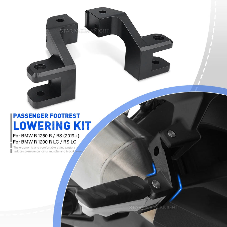 Suporturi pentru picioare BMW R1250R/RS și R1200R/RS pentru coborâre și relocare, suporturi din aluminiu pentru confort