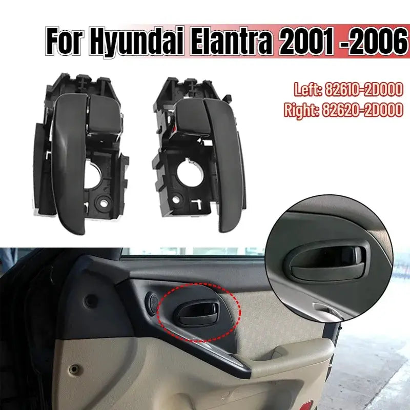 Interior Door Handle Set Black ABS for Hyundai Elantra 2001-2006 by InterCyprus Trading Ltd