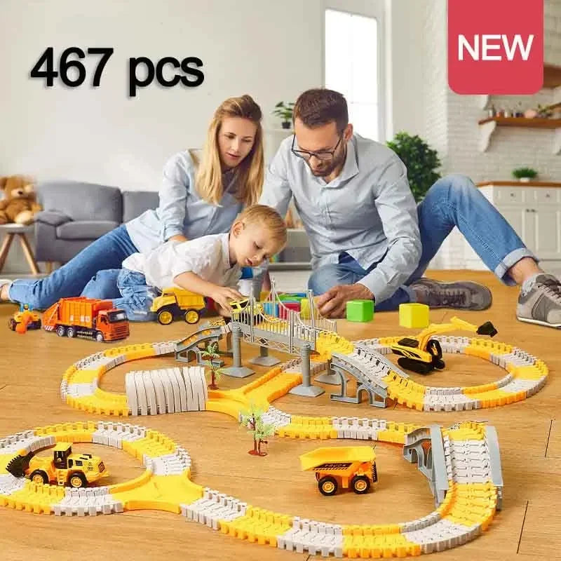 137-467Pcs Children Track Toy Car Kit - Educational Kit