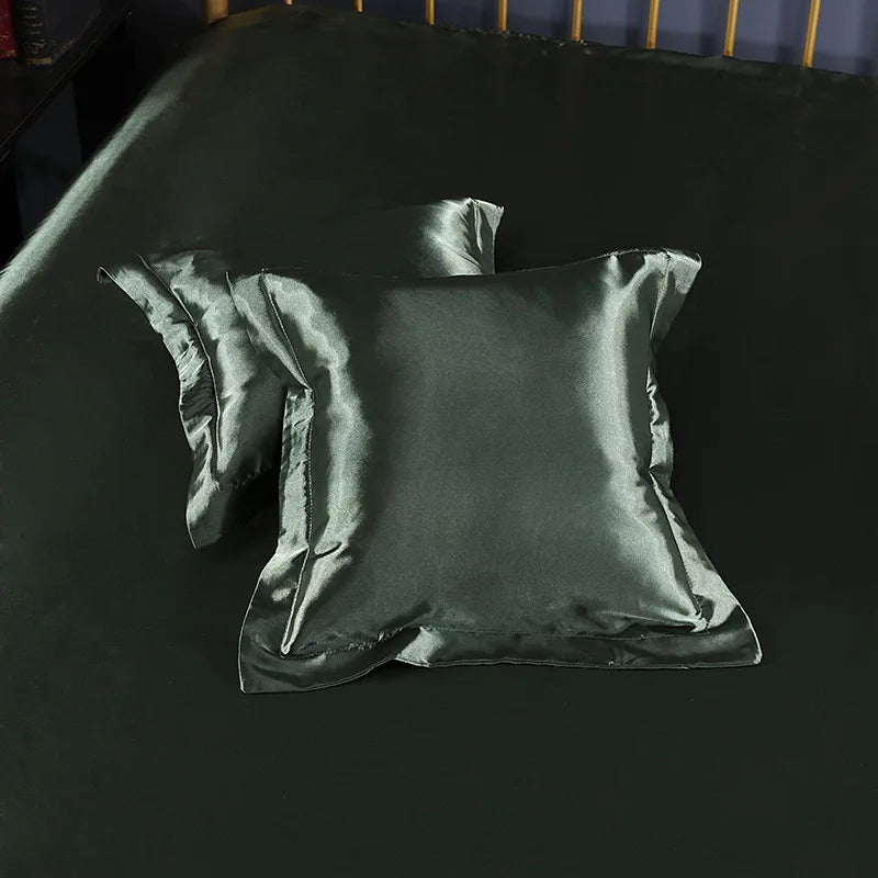 Silk Satin Square Pillowcase &ndash; Luxurious Comfort and Style junlv / 50x50cm 2pcs