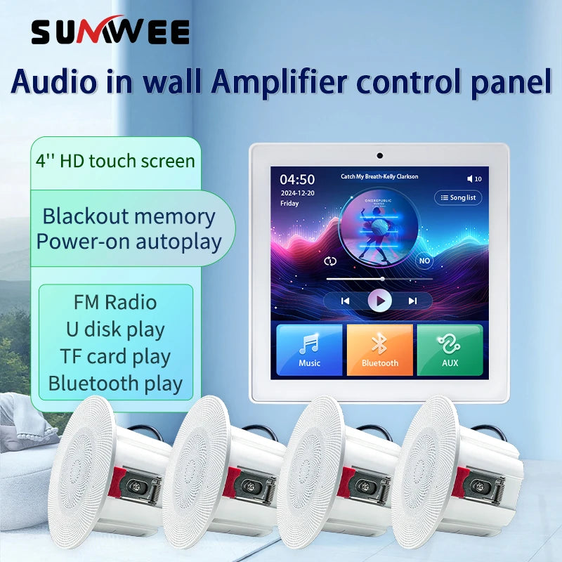 4-Zoll Deckenlautsprechersystem mit Bluetooth, 2.1-Kanal, Wandverstärker