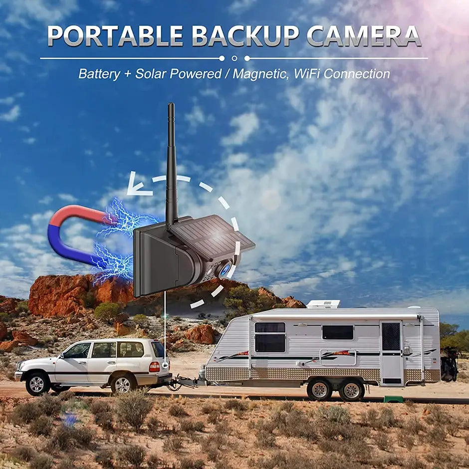 Solar Wireless Backup Camera With Magnetic Base And WiFi App by InterCyprus Trading Ltd